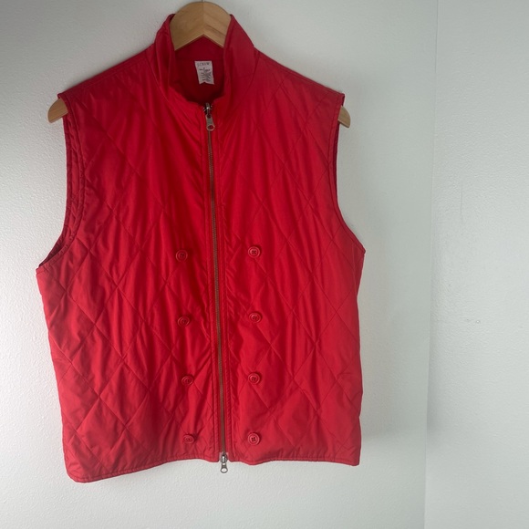 J Crew REVERSIBLE Blood orange Quilted Vest size M - Picture 6 of 8